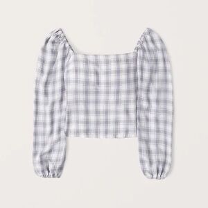 Abercrombie & Fitch Long Sleeve Plaid Puff Sleeve Top